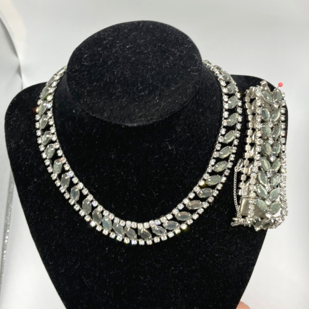 Kramer of NY Vintage Smoky Rhinestone Necklace Bracelet Set